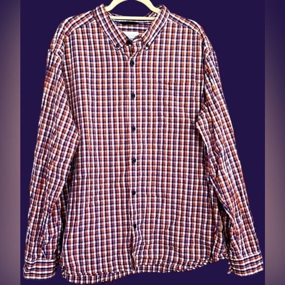 COLUMBIA Men’s Blue/Rust/White Plaid Fishing/Hiking Button-Down Shirt, XXL, GUC. - Picture 1 of 7